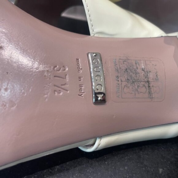 Gucci Made In Italy White Leather Thong Sandals Shoes Size 37.5 US 7.5 Stunning - Picture 11 of 14